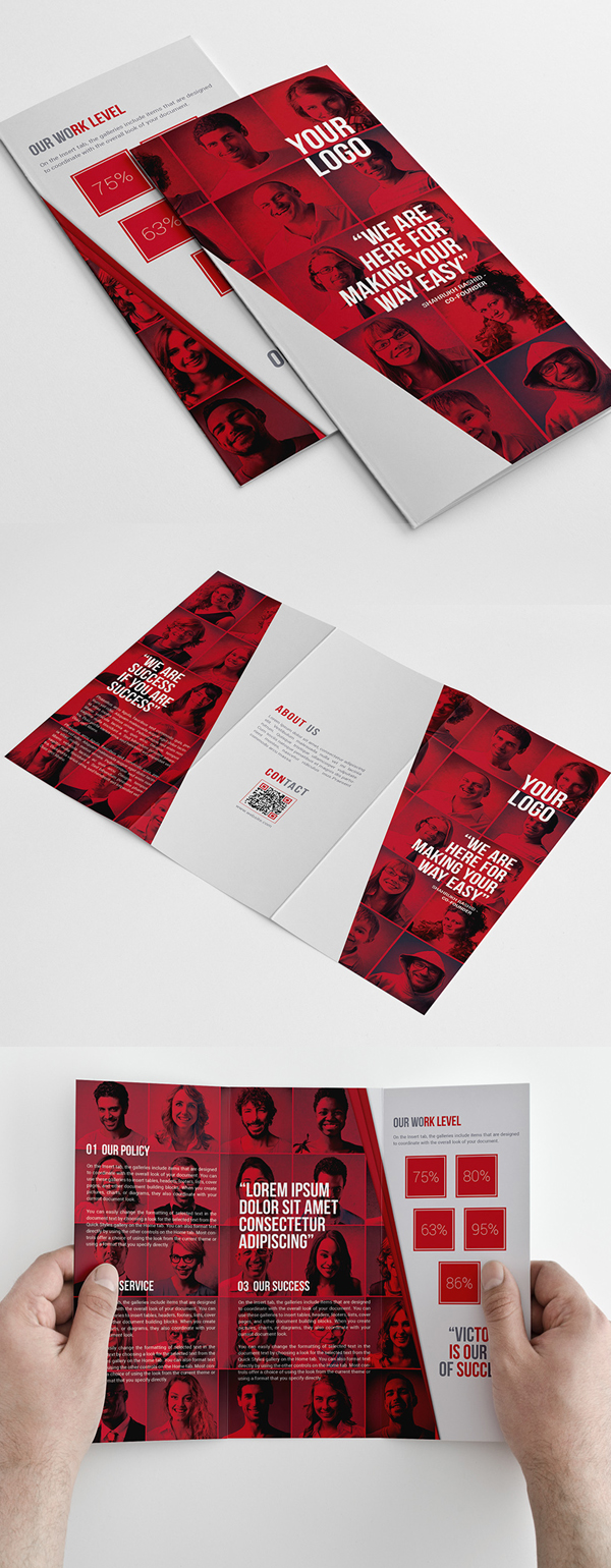 Red Corporate Trifold Brochure Template