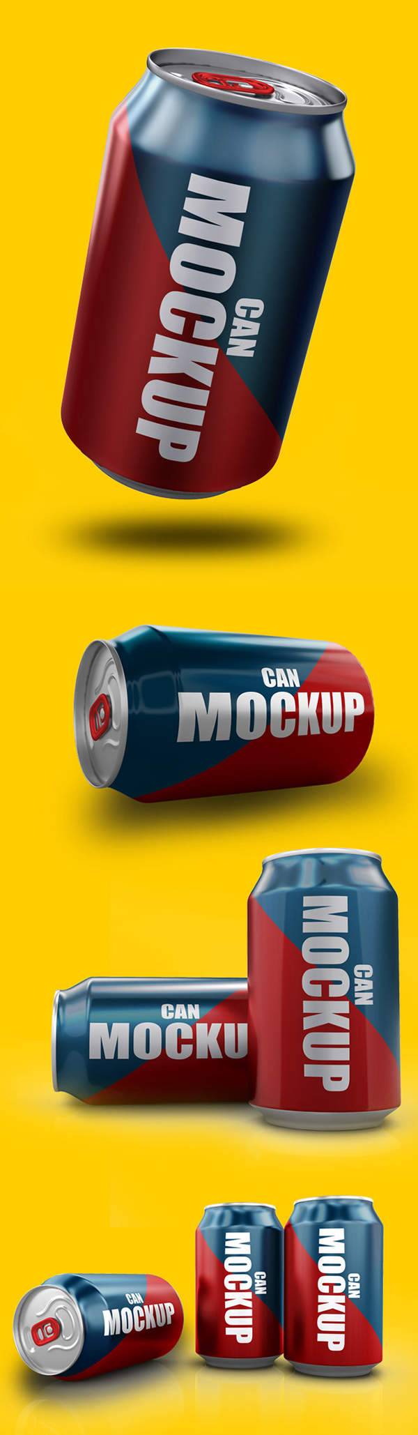 Free Soda Can PSD Mockup (7 PSD Files)