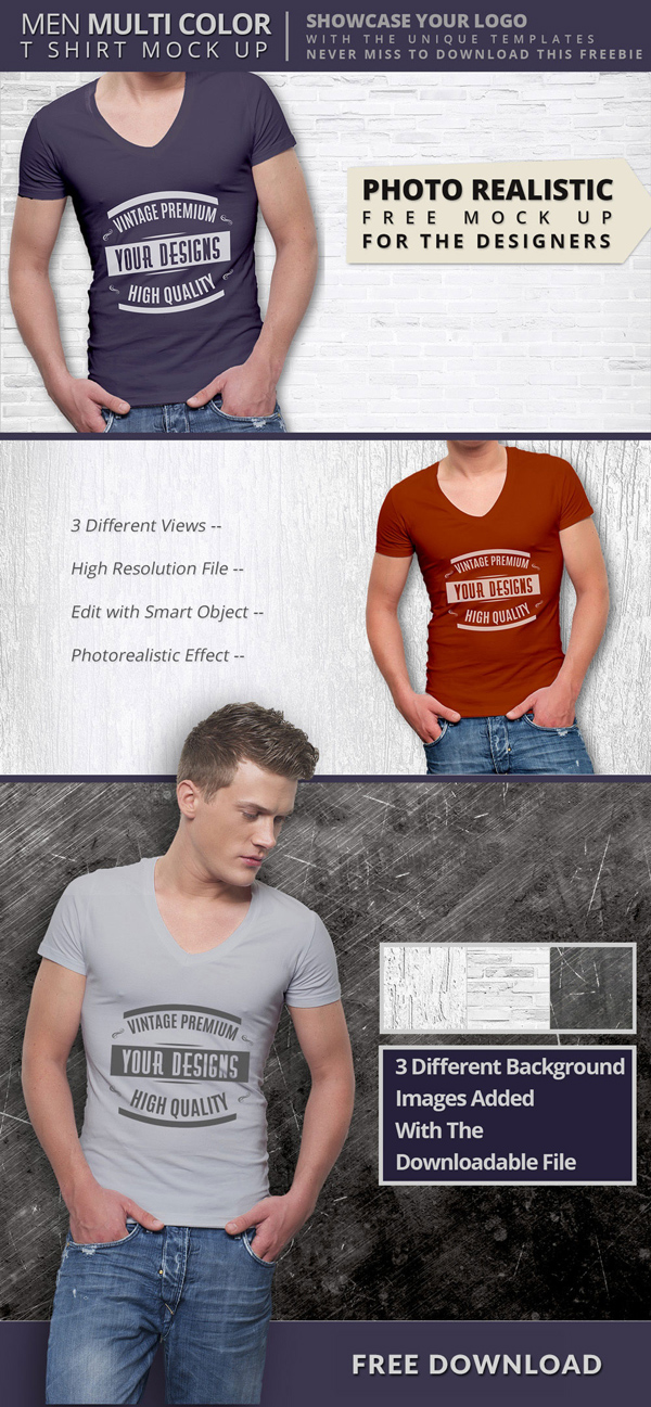 Free T shirt Mock Up PSD Templates For Designers