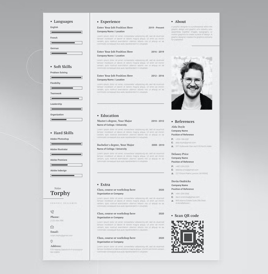 One Page Cv Resume Template